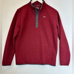 Boys Vineyard Vines Maroon Quilted 3 Snap Pullover Size XL (18)